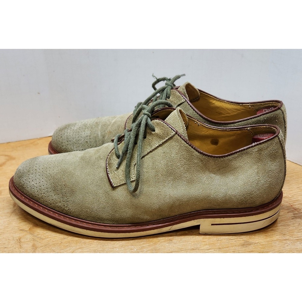 VTG Armani Collezioni Sage Green Suede Perforated WHOLECUT! Derby 44 EU US 11 - Picture 6 of 11